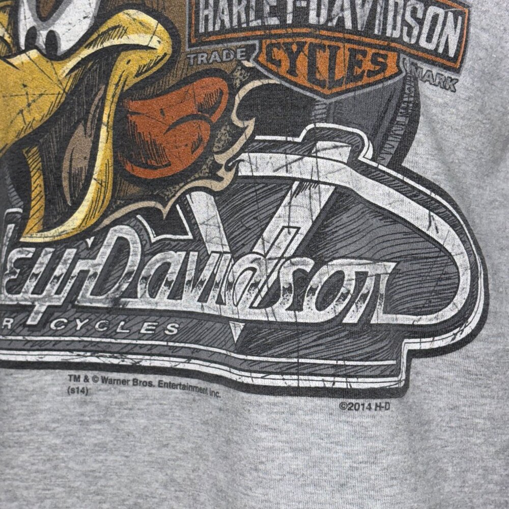 Harley-Davidson Gunslinger Looney Tunes Taz Bugs Tee Gray Small Rare 2014 - Picture 4 of 15